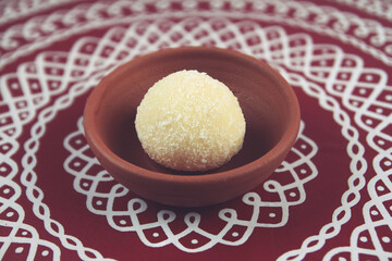 Indian home made sweet Coconut balls or Ladoo