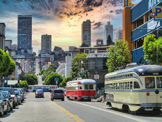 Plakat San Francisco. Street in the beautiful city of USA