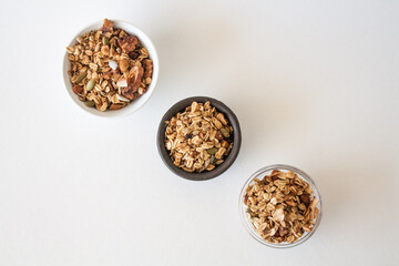 Granola on a white background 