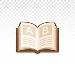 Open book. Book icon. Educational book. Reading icon. Template book. Bookmark sign. Symbol of knowledge. Vector illustration. 