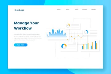 Minimalist design manage your workflow landing page. Illustration for websites, landing pages, mobile applications, posters and banners.