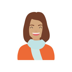 diversity people concept, cartoon woman laughing and wearing a scarf, flat style