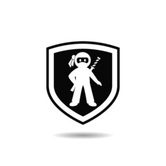 Ninja shield logo icon with shadow