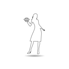 Housewife holding pie icon with shadow