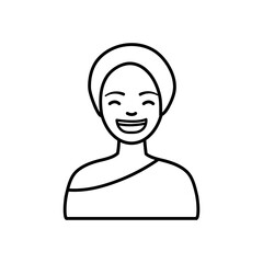 diversity people concept, afro girl laughing, line style