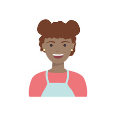 cartoon girl smiling icon, flat style