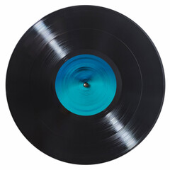 Black vinyl record on a white background, isolated.