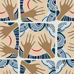 Vector seamless pattern design icon of a person hiding their face and smiling.