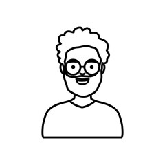 diversity people concept, cartoon afro man wearing round glasses, line style