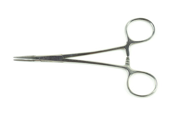 Metal veterinary instrument scissors clamp.