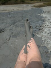 therapeutic mud wraps on a mud volcano