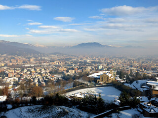 Bergamo panoramic view from the top of the old town.