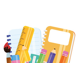 set school supplies equipment icons