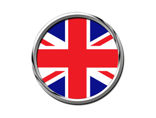 National flags in the form of isolated chrome circles. U.K England flag. United Kingdom England flag Brooch, symbol icon . 3d illustration