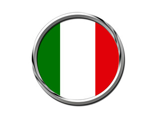 National flags in the form of isolated chrome circles. italy flag. Italy  flag Brooch, symbol icon  . 3d illustration