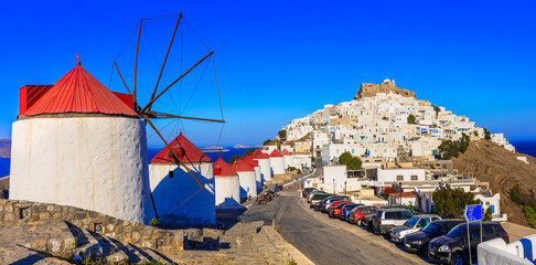 Traditional Greece - beautiful Astypalea island.Dodecanese.  View of Chora village and old...