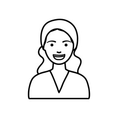 diversity people concept, cartoon adult woman smiling, line style