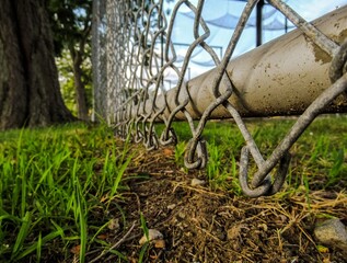 old rusty chain-link fence