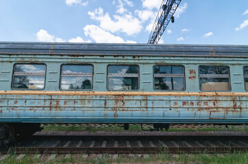 Abandoned train station in Prypiat, Chernobyl exclusion Zone. Chernobyl Nuclear Power Plant Zone of...
