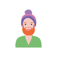 diversity people concept, cartoon woman with beard and snow hat, flat style