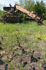 Abandoned radioactive Liquidators vehicles in Prypiat, Chernobyl exclusion Zone. Chernobyl Nuclear...
