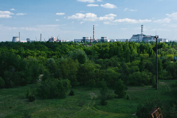 Abandoned dock cranes in Prypiat, Chernobyl exclusion Zone. Chernobyl Nuclear Power Plant Zone of...