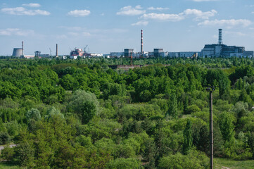 Fototapeta na wymiar Abandoned dock cranes in Prypiat, Chernobyl exclusion Zone. Chernobyl Nuclear Power Plant Zone of Alienation in Ukraine