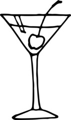 Vector illustration of cocktail with cherry