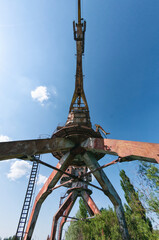 Abandoned dock cranes in Prypiat, Chernobyl exclusion Zone. Chernobyl Nuclear Power Plant Zone of...