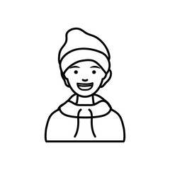 diversity people concept, cartoon man wearing a beanie hat, line style