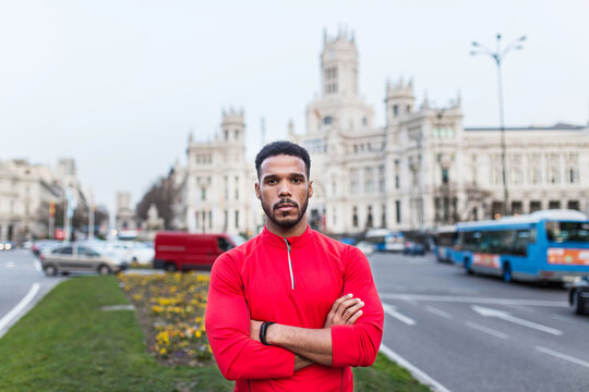 Young man standing around the city wearing sportswear