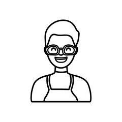 cartoon cool girl with short hair, line style