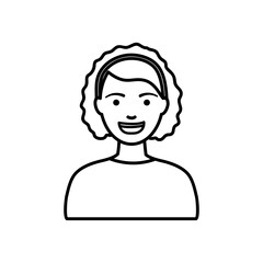 diversity people concept, cartoon afro woman smiling, line style