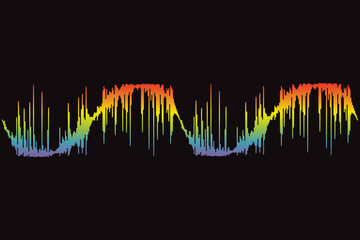 Wave annual report on black. 3D Rainbow Pulse music player. Fluid design symbol. New equalizer element. Jpeg illustration
