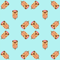 seamless pattern with funny cartoon faces