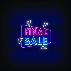 Final Sale Neon Signs Style Text Vector