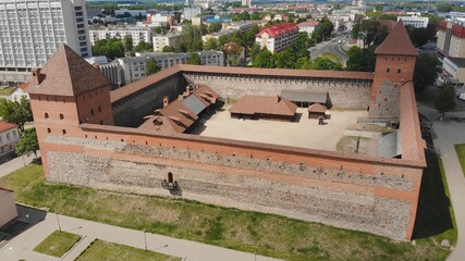 Aerial view of Lida Castle. The city of Lida. Belarus.