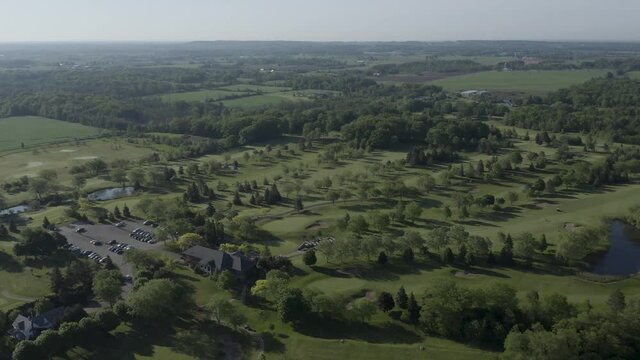 4K Aerial Shot of Golf Course in Summer