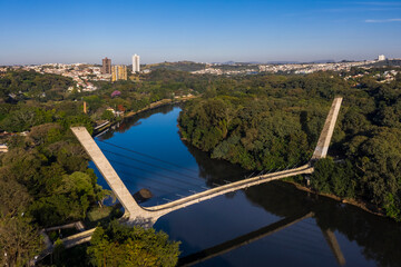 Cable-stayed bridge with Porto street in the background, Piracicaba, Sao Paulo, Brazil