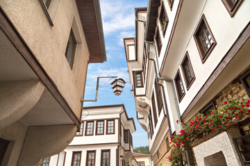 Historical houses in the old town Ohrid, in Ohrid Lake, North Macedonia