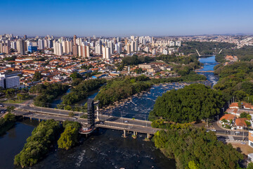bridges over the Piracicaba river seen from above, Sao Paulo, Brazil