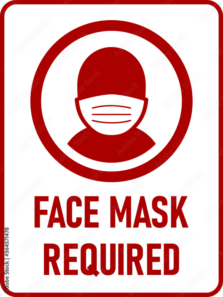 Poster face mask required or no mask no entry vertical instruction icon with an aspect ratio of 3:4 and rou