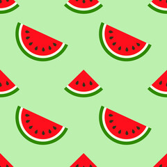 Watermelon slices flat seamless pattern.