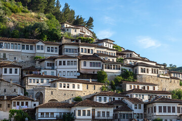 Fototapeta na wymiar Historical oriental houses in the old town Berat in Albania