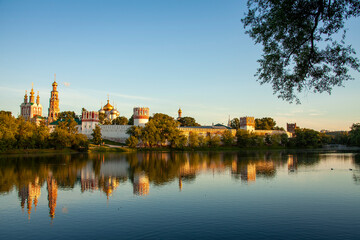 Fototapeta na wymiar Founded in 1524, the beautiful Novodevichy Convent near the Kremlin in Moscow, has housed many women of the Russian Royal Family, including Princess Sofia whom Peter the Great forced to take her vows.