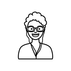diversity people concept, cartoon woman wearing a glasses with cord, line style