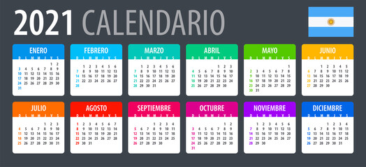 2021 Calendar - vector template graphic illustration - Argentinian version