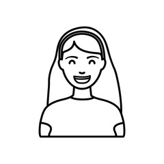 cartoon woman laughing, line style