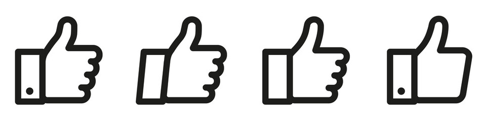 Thumbs up icon set. Thumb up line icons. Flat style - stock vector.