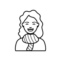 diversity people concept, cartoon woman smiling and wearing a scarf, line style
